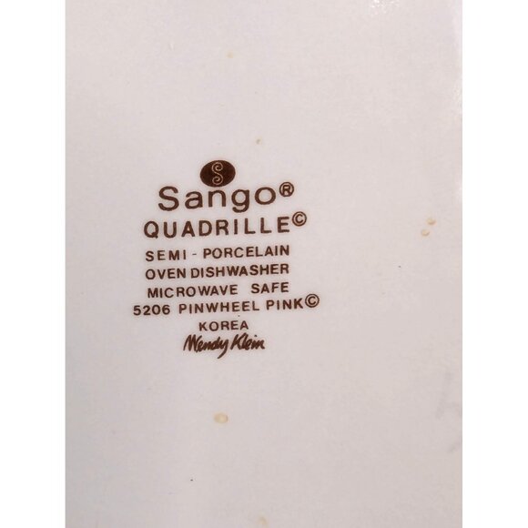 Sango Quadrille Pinwheel Pink 5206 Square 7 9/16" Salad Plate Set of 4 - Picture 9 of 9